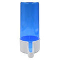 A blue translucent cylindrical container with a white base and a small front spout, shown on a plain white background.
