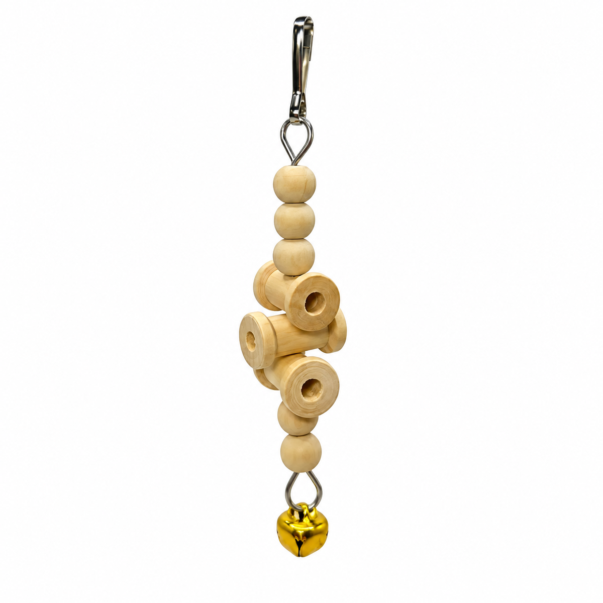 Small Parakeet Wooden Bead & Bell Toy - 15 cm