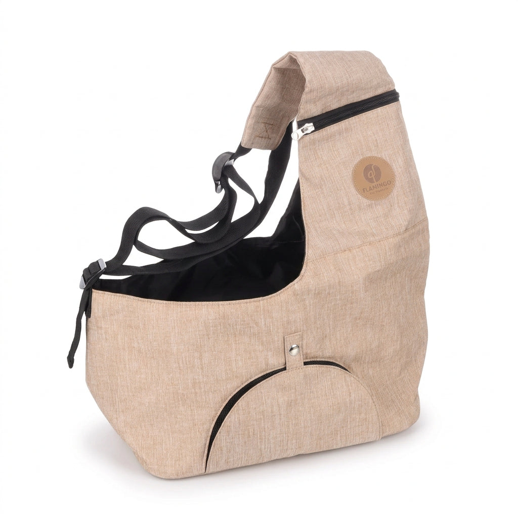 Flamingo Kanga beige sling carrier for small dogs and cats up to 5kg