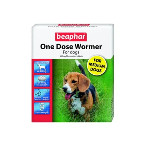 Beaphar One Dose Dog Wormer (6–20kg) – 2 Tablets