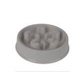 Grey Bobo 2 slow feeder bowl for dogs and cats with a maze-like design to prevent gulping, 20.5cm round anti-slip base.