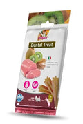 N&D Tropical Treat Pork Mini 60g bag featuring star-shaped dental chews, fresh pork, and tropical fruit imagery.
