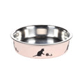 Feeding and drinking bowl Dena Round Pink & Silver 11.5cm 160ml