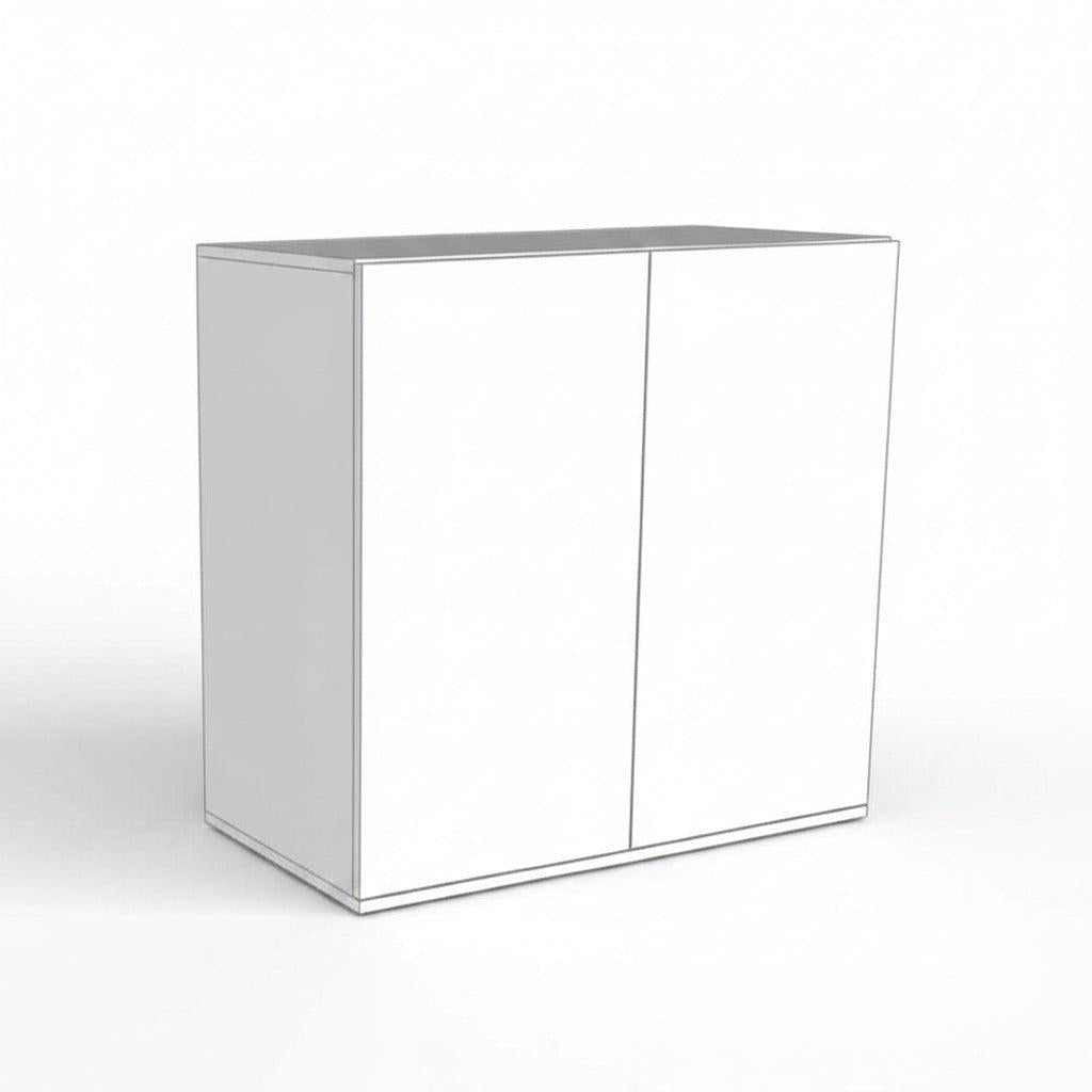 A  two-door Askoll Opera aquarium cabinet, shown in gray and white on a plain white background.