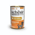 A 400g can of Schesir Monoprotein Nutrition dog food, specifically 'Only Turkey Solo Tacchino' Sensitive Adult Pate, shown on a clean white background.