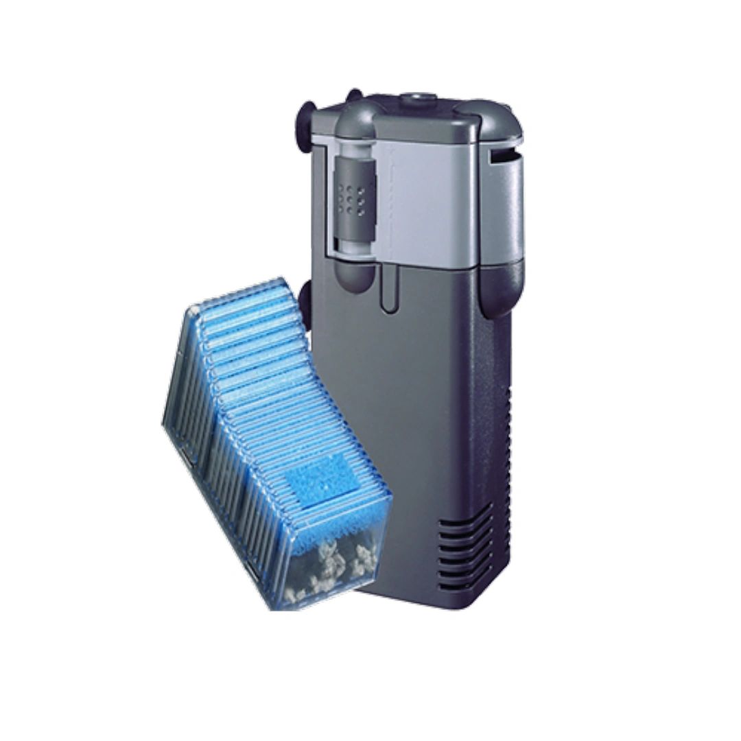 SICCE Nano Micron internal aquarium filter with a grey housing and a detachable blue sponge filtration cartridge.