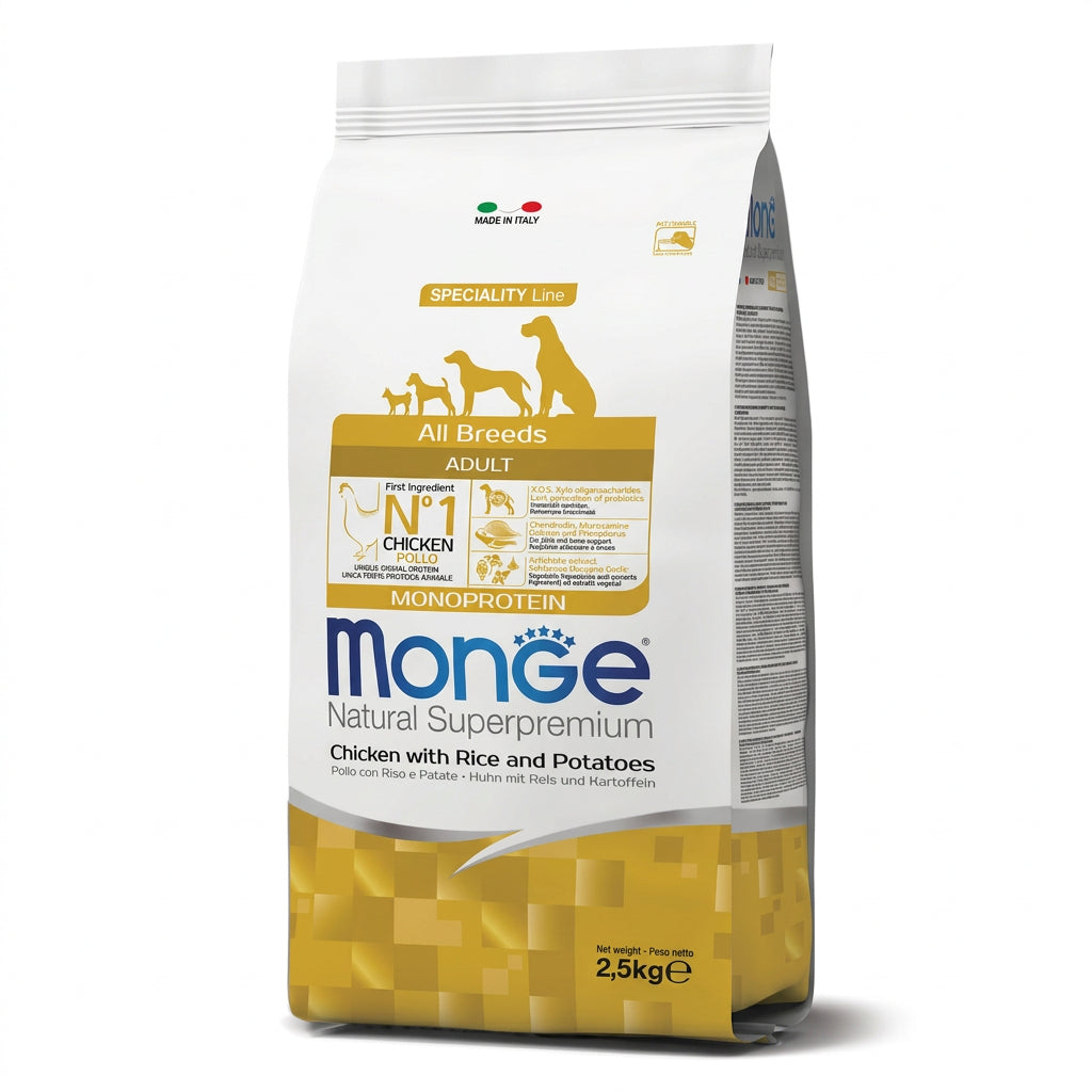 Monge All Breeds Adult Chicken, Rice & Potatoes Dry Dog Food 2.5kg