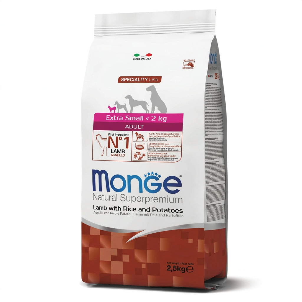 Monge Extra Small Adult Lamb, Rice & Potatoes Dry Dog Food 2.5kg